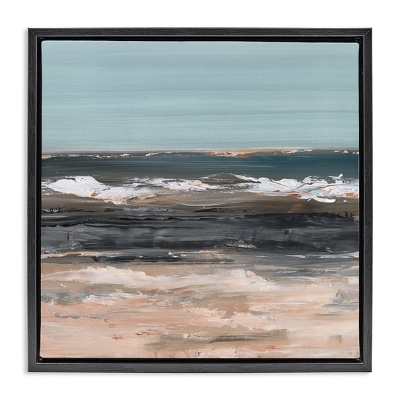 Stupell Industries Transitional Gloomy Traditional Beach Black Floating Frame Canvas Art, 18 x 18, by Ethan Harper