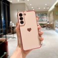 thumbnail image 3 of Compatible with Galaxy S22+Plus Case Camera Lens Protection Luxury Plated Love Heart Cute Side Small Pattern Slim Airbag Shockproof Cover Phone Cases for Samsung Galaxy S22 Plus 5G 6.7"-Pink, 3 of 15