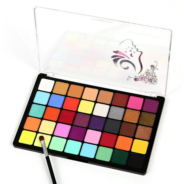 40 Watercolor FacePaint Set Bright Notoxic Color Painting Kit with 10 Paintrushes 4 Stencil Stickers and 2 Gem Sticker Sheets