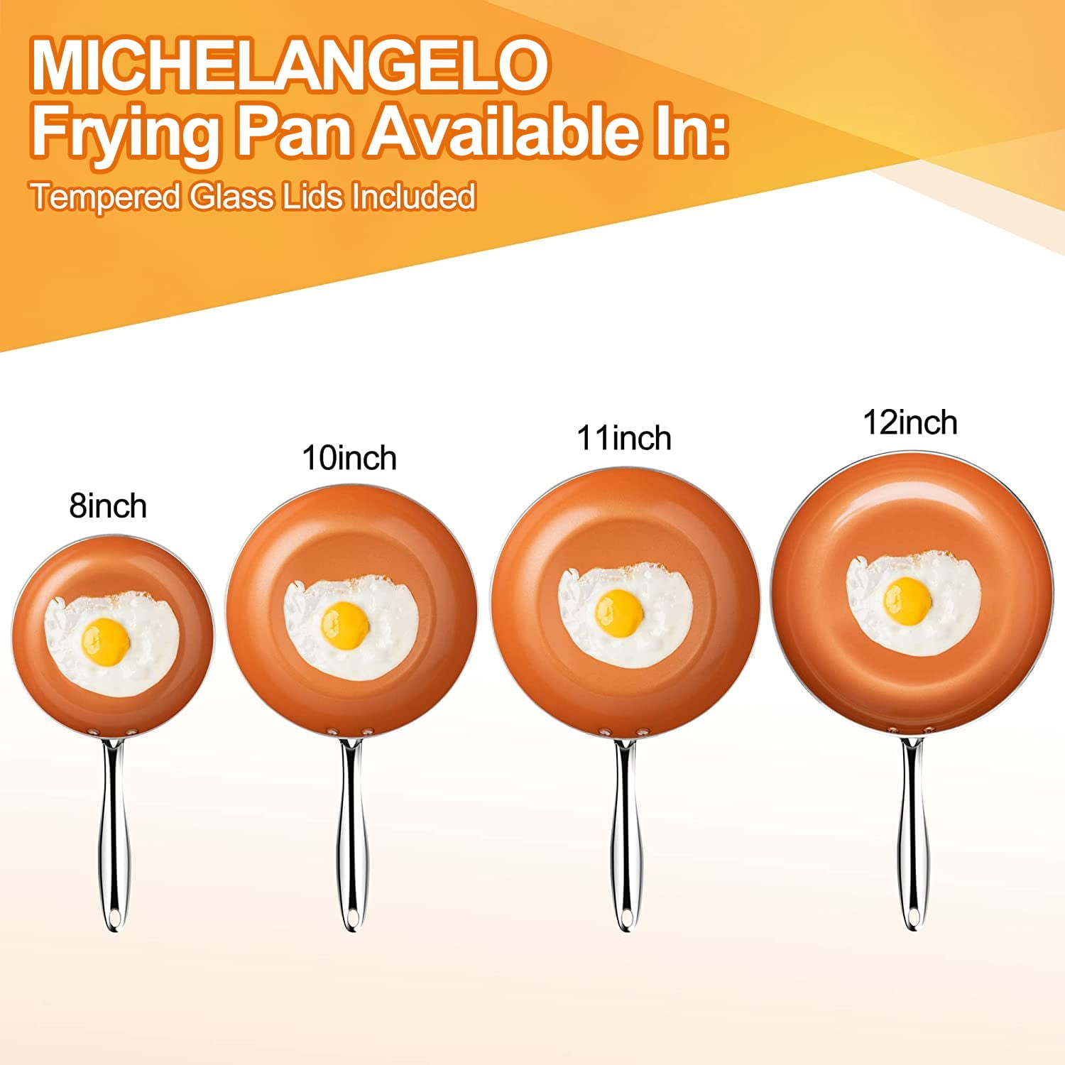 MICHELANGELO Nonstick Frying Pan with Lid, Copper 8inch