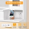 thumbnail image 3 of BEWISHOME Vanity Desk with Glass Top, LED Mirror, Charging Station & 5 Drawers – White, 3 of 10