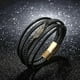 thumbnail image 2 of Men's Multilayer Leather Bracelet Magnetic Buckle Multilayer Wrap Men's Bracelet Stainless Steel Feather Bracelet Braided 1 Piece Gold, 2 of 5