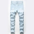 thumbnail image 3 of Hvyesh Mens Ripped Jeans, Distressed Destroyed Slim Fit Straight Leg Denim Pants Big and Tall Stretch Nostalgic Frayed Long Jeans Pants, 3 of 9