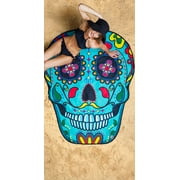 Giant Cute Sugar Skull Beach Towel, Oversized Beach Towel, Ulta-Soft Microfiber Towel, 5 Feet Wide, Washing Machine Friendly by BigMouth Inc