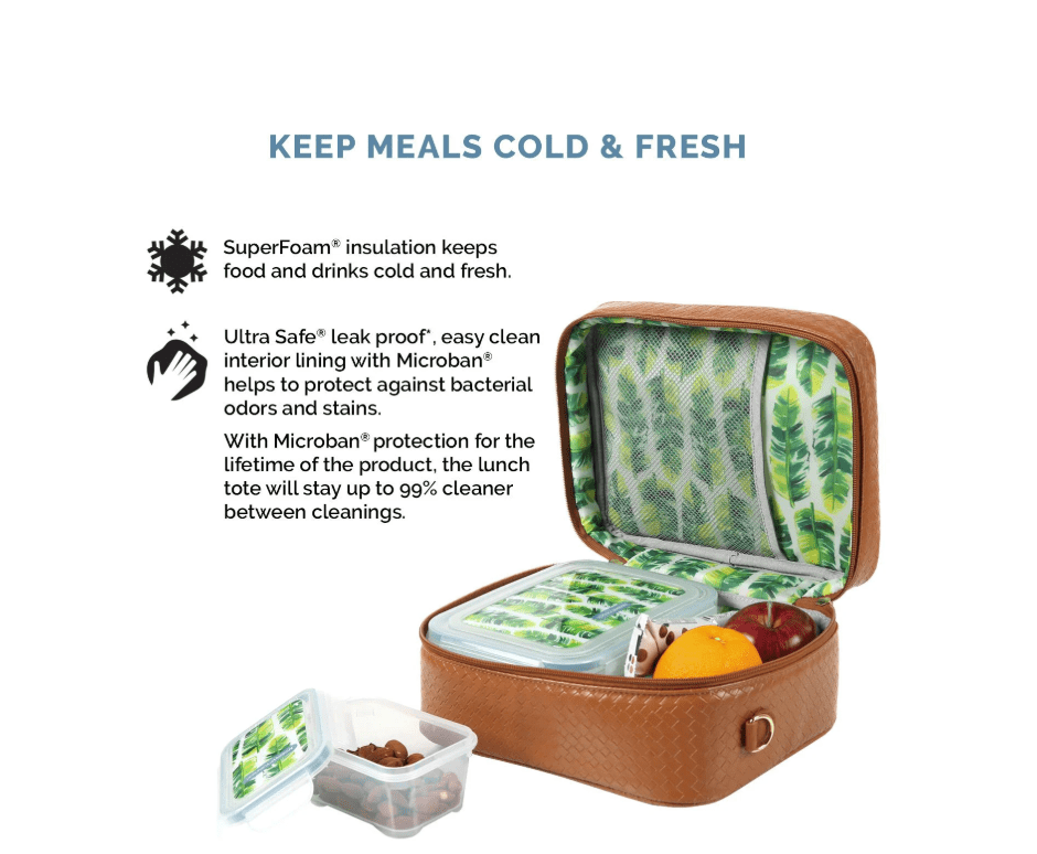 Veronica Jamison Hampton Faux Leather Lunch Tote by Arctic Zone, Lunch Bag with Food Storage & Ice Pack