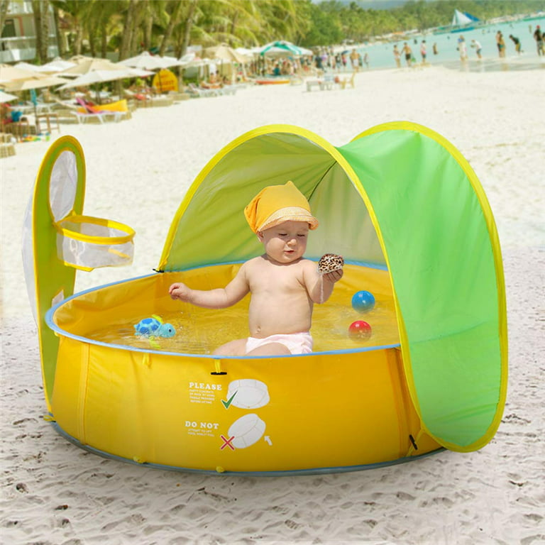 Pop Up Baby Beach Tent and Pool Tent UV Protection Sun Shelters,Portable Kids Ball Pit Play Tent Indoor Outdoor Baby Paddling Pool Beach Canopy Tent Garden With One Free Float -