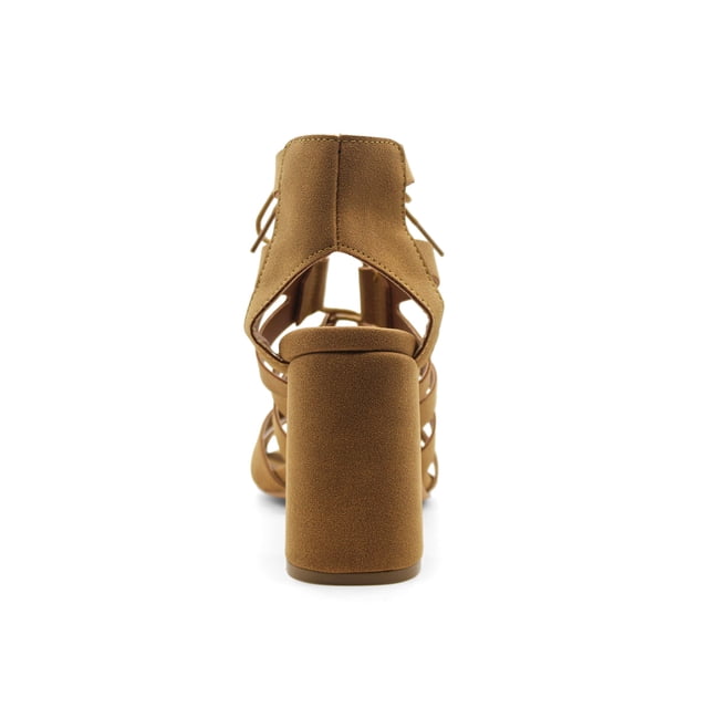 Sandalia con tacon Color Camel Para Mujer De RBCOLLECTION
