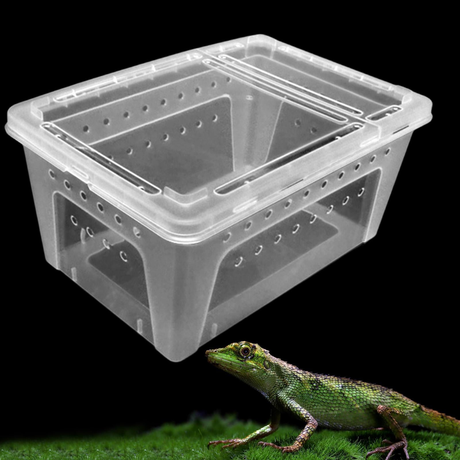 Fzaqwen Reptile Terrarium Enclosure Double Opening Turtle Habitat Sturdy Reptile Breeding Box Container for Terrapin Amphibians Snake Clear
