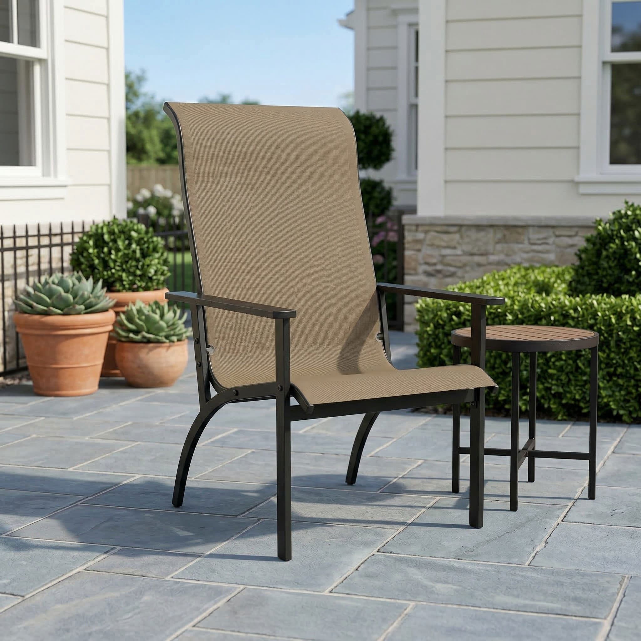 Resenkos Porch Seating for Patio, Garden, Yard, High Backrest Heavy Duty Metal Frame Outdoor Adirondack Chair, Brown