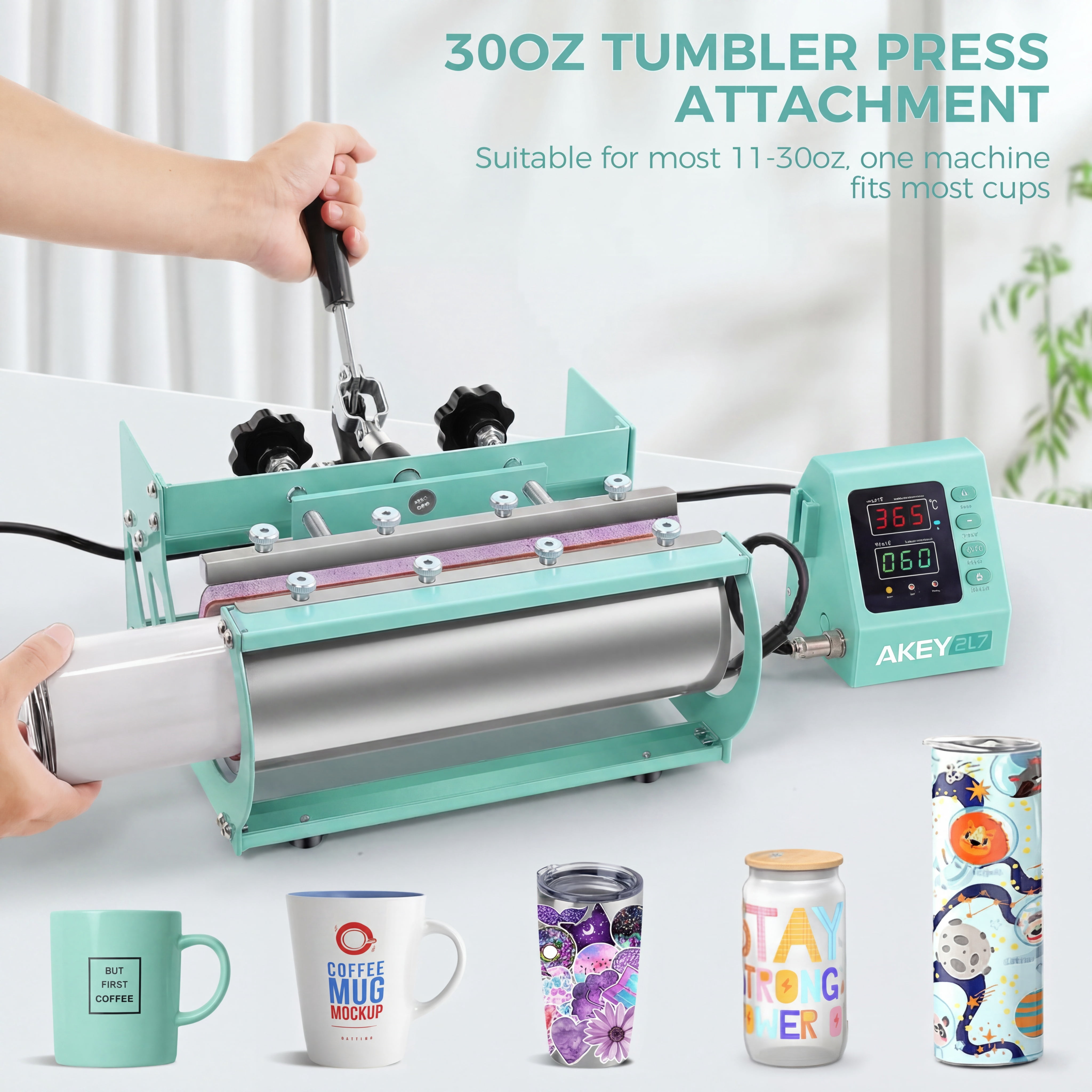 Adnoom Heat Press Machine 15x15 8 in 1, 1200W Sublimation Heat Transfer Machine Combo, 360° Swing Away, Digital Heat Press for Tshirt Plate Cap Mug, Green