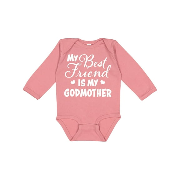 Inktastic My Best Friend is My Godmother with Hearts Boys or Girls Long Sleeve Baby Bodysuit