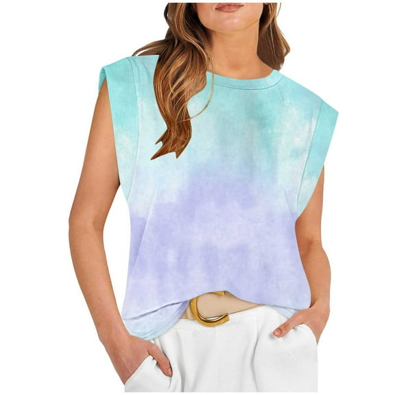 Nmnitkp Womens Tank Tops 2025 Tie Dye Loose Fit Sleeveless Tops for Women Casual Summer Cute Graphic Shirts Tunic Blouses
