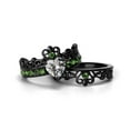 thumbnail image 4 of Crown Matching Rings Couple Ring Green 1CT CZ Women Wedding Ring Set Male Titanium Band, 4 of 6