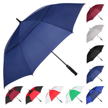Mrtlloa Automatic Open Golf Umbrella Extra-Large Oversized Double Canopy Vented Windproof Waterproof Stick Rain Golf Umbrellas For Men And Women(Navy Blue/62 Inch)