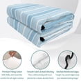 thumbnail image 4 of 3 Pieces Queen Quilt Set,Light Blue and White Striped Soft Bedding Sets with 1 Quilt & 2 Pillow Shams,Classic Vertical Thin Stripe Summer Bedspread Lightweight Coverlet Comforter for All Season, 4 of 9