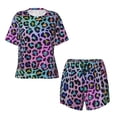 thumbnail image 4 of Naloa Rainbow Animal Skin Women's Short-Sleeved Pajama Set, Loungewear, Summer pajamas, Breathable Cozy - Large, 4 of 9