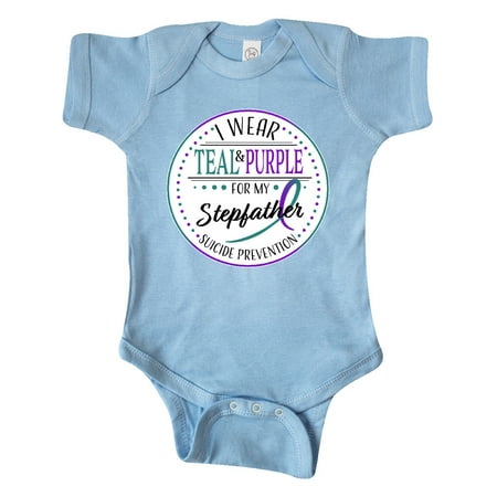 

Inktastic Suicide Prevention- I Wear Teal and Purple for My Stepfather Gift Baby Boy or Baby Girl Bodysuit