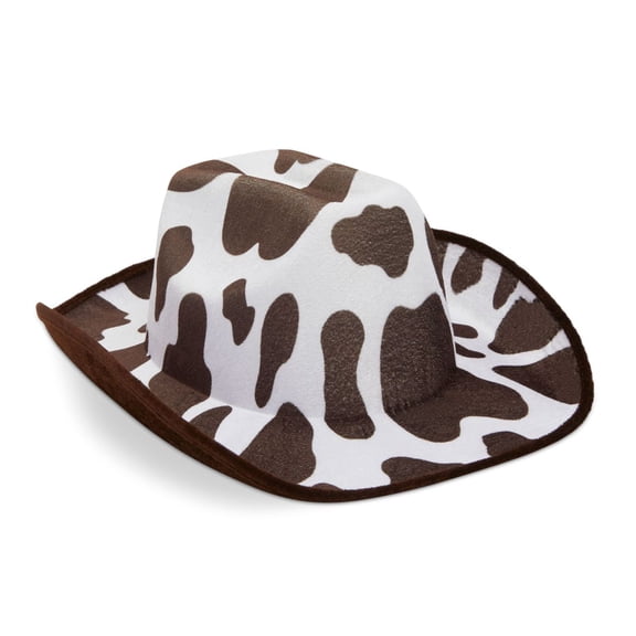 Brown and White Cow Print Western Cowboy Hat for Party, Costume Accessories (Youth Size)