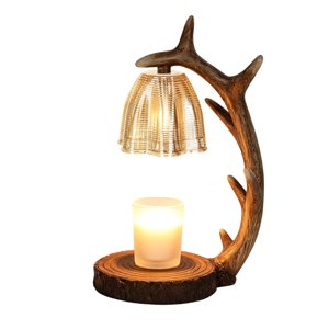 SOLARGESS Rustic Candle Warmer Lamp with Timer and Dimming Vintage Candle Warmer Lamp Rustic Candle Warmer Lamp Vintage Candle Warmer Antler Lamp