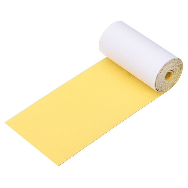 Cinta de Parches de Cuero Uxcell para Muebles, Kit de Reparación de Cuero Autoadhesivo de Vinilo de 3.2 x 61 pulgadas, Amarillo Brillante