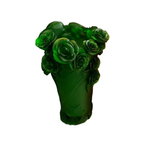 Jarrón de cristal elegante arreglo decorativo adornos hechos a mano botella de flores para Verde