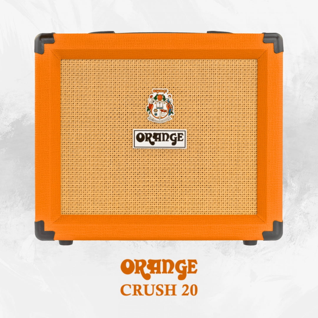 Orange Amps Crush 20 Analogue Combo Amplifier, 20W, Twin Channel (Orange) Bundle with 10 ft Instrument Cable