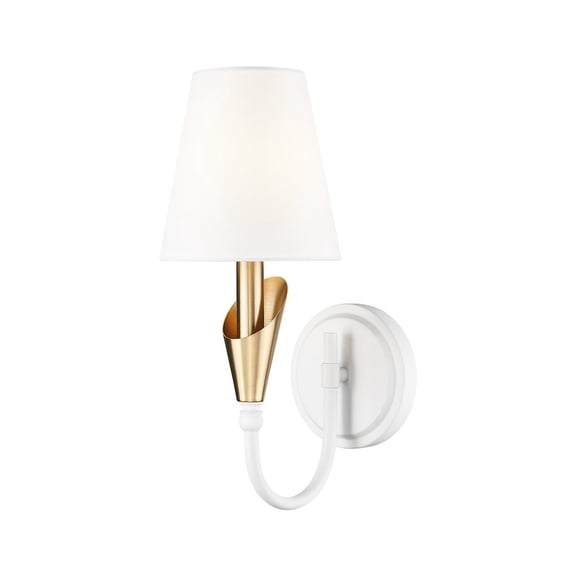 Z-Lite Claudelle 1 Light Wall Sconce in Textured White   Modern Gold color, Steel frame