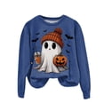 thumbnail image 4 of Kakishop Women's Halloween Shirts Spooky Season Shirts Women Cute Halloween Ghost Tshirts Funny Long Sleeve Fall Gifts Shirt,Navy, 4 of 4