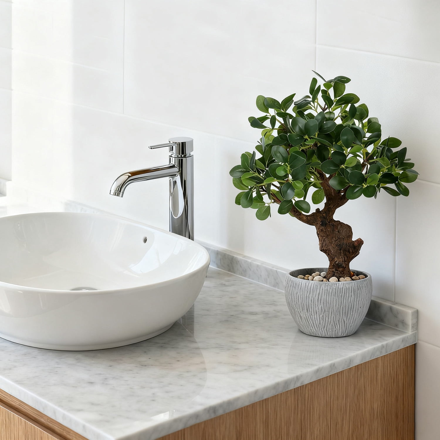 Artificial Bonsai Tree Potted Plant with Pot, 15" Tall Fake Potted Faux Plant Desk Decor, Realistic Decorative Plants Indoor Decor for Home Bedroom Bathroom Office Desk
