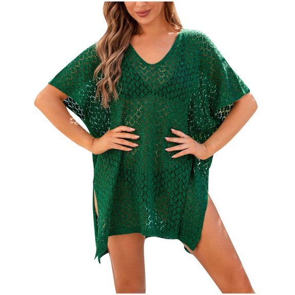 Danhjin Lightweight Swimsuit Coverups for Women Hollow out Sleeveless Casual Beachwear Oversized Losse Tops Summer Bikinis Beach Sun Bathing Swiming Cover up