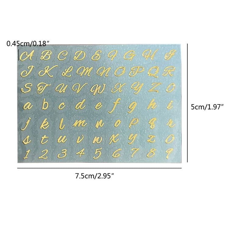 Scrapbook Letter Stickers Mini Gold Self Adhesive Alphabet Number Letters  For Gift Card School Projects