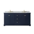 thumbnail image 4 of Wyndham Collection 72" Oval-Sinks Wood Double Bathroom Vanity in Blue/Gold, 4 of 5