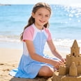 thumbnail image 5 of Girls One Piece Swimsuit Skirted Kids Bathing Suits Zipper Short Sleeves Swimwear Girls Swim Dress, 5 of 8