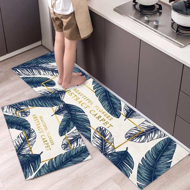 Kitchen Floor Mat Tableware Pattern Entrance Doormat Bathroom Door Floormat Parlor Anti-slip Antifouling Long Rug Kitchen Rugs Home Decor