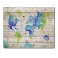 thumbnail image 3 of Designart 'World Map In Blue and Green' Modern Print on Natural Pine Wood, 3 of 5