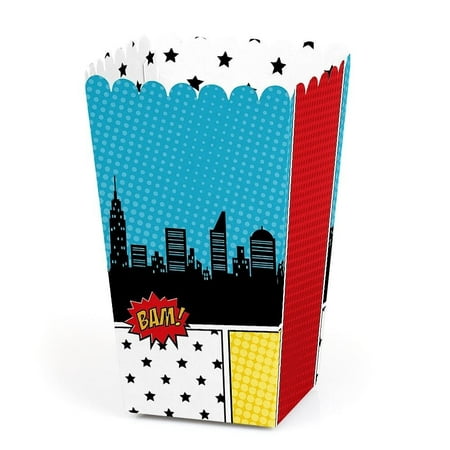 

Big Dot of Happiness Bam Superhero - Baby Shower or Birthday Party Favor Popcorn Treat Boxes - Set of 12