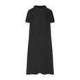 thumbnail image 5 of Summer Fashion Womens Dresses Plus Size Solid Color Casual Loose Fitting Daily Short Sleeved Lapel, 5 of 7