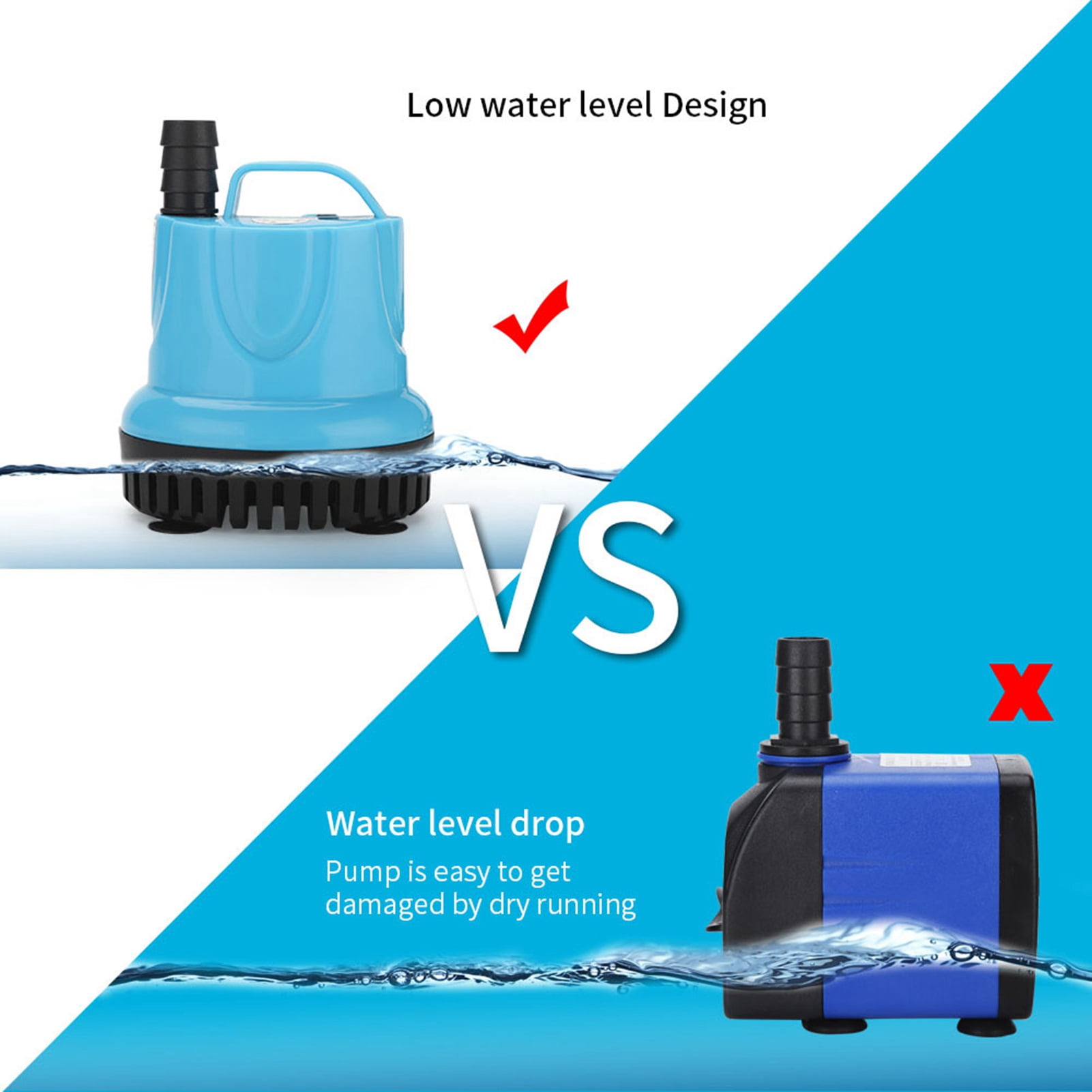 Yajisi Submersible Water Pump 60W with 2 Nozzles for Fish Tanks Pond Aquarium Circulation 3200L/H US Plug