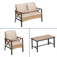 thumbnail image 3 of ModFusion 4-Piece Outdoor Indoor Patio Wicker Furniture Set, All-Weather Rattan Chair and Loveseat with Wood Armrests, Light Brown and Beige, 3 of 10
