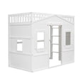 thumbnail image 4 of House Loft Bed with Roof, 2 Windows and Door, Solid Wood Twin Size Loft Bed Frame with Safety Guardrails & Ladder, Multifunctional Playhouse Bed with Underbed Storage, No Box Spring Needed, White, 4 of 7