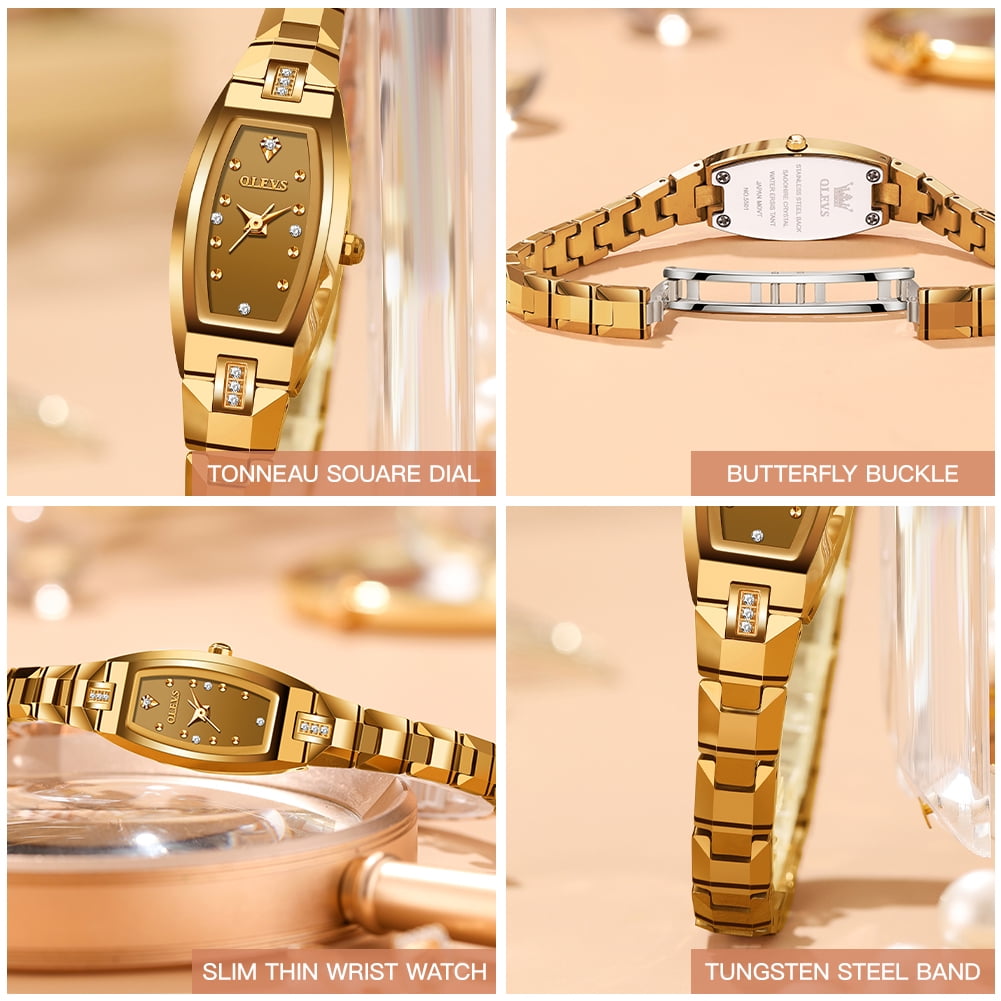 OLEVS Watches for Women Luxury Dress Waterproof Analog Quartz Rose Gold Plated Tungsten Slim Easy Read Casual Ladies Watches Women Wrist Watches Relojes para Mujer