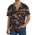thumbnail image 3 of KLL Coffee Bean Print Men's Shirt Short Sleeve Button Down Summer Cuba Beach Shirts- Large, 3 of 7