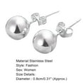 thumbnail image 6 of Ayyufe 1 Pair Women Silver Color Stainless Steel Round Ball Ear Studs Earrings for Party, 6 of 6