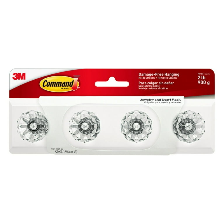 Command Crystal Knob Rack, Quartz, 1 Rack, 4 Strips/Pack Command Crystal Knob Rack, Quartz, 1 Rack, 4 Strips/Pack