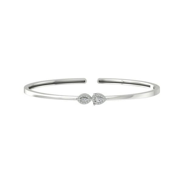 ARAIYA 14K White Gold Round and Princess-Shape Diamond Bangle Bracelet (1/3 cttw, I2-I3 Clarity, I-J Color) 7"
