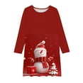 thumbnail image 4 of FamilyThread Girls Christmas Dress Long Sleeve Dress for Girls Swing Twirly Skater Dresses Snowman Print Casual A Line Dresses For 4-12Y, 4 of 5