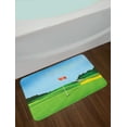 thumbnail image 2 of Golf Bath Mat, Teeing Ground with a Hole and Flag Golfing Field Competition Sports, Plush Bathroom Decor Mat with Non Slip Backing, 29.5" X 17.5", Green Pale Blue, by Ambesonne, 2 of 2