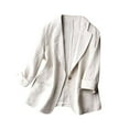 thumbnail image 2 of UTSJKR Women's Blazer Jacket Casual 3/4 Sleeve Button Up Open Front Lightweight Work Blazer Office Business Suit Jacket Outerwear Beige M, 2 of 6