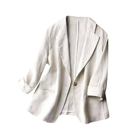 Jackets for Women, Fashion Women Comfortable Casual Button Pocket Turndown Collar 3/4 Sleeve Solid Color Blouse Top T-shirt Blaze, Women Gifts, M