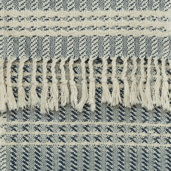 Rizzy Throw Handloomed Woven Navy/Natural 12"x10"x5"
